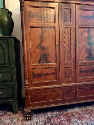 Eastern European grain flamed mahogany painted armoir circa 1840