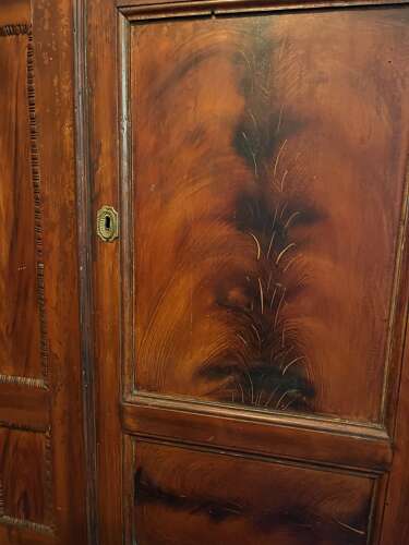 Eastern European grain flamed mahogany painted armoir circa 1840