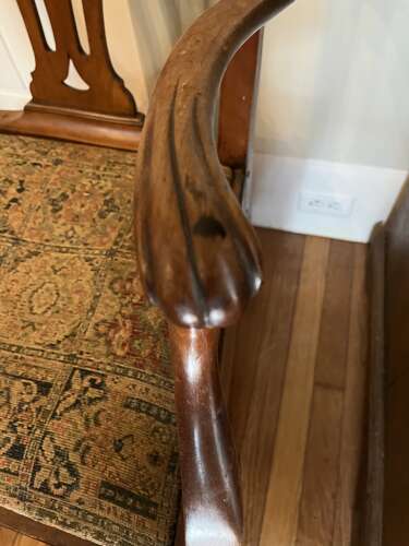 English elm upholstered seat arm chair circa 1900