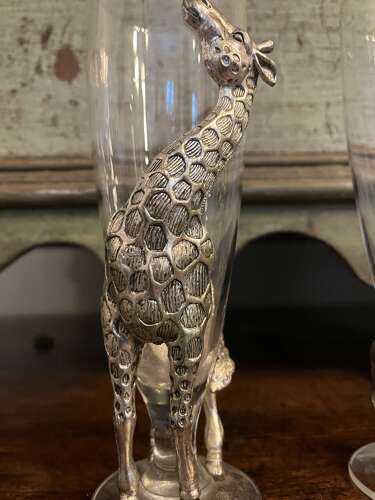Set of vintage animal figural champagne flutes