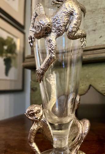 Set of vintage animal figural champagne flutes