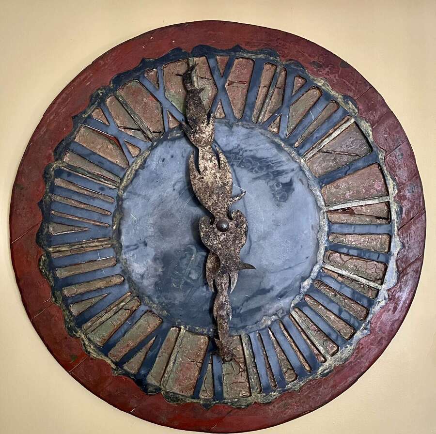 French clock face zinc and wood, hand painted