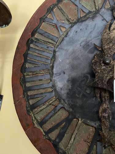 French clock face zinc and wood, hand painted