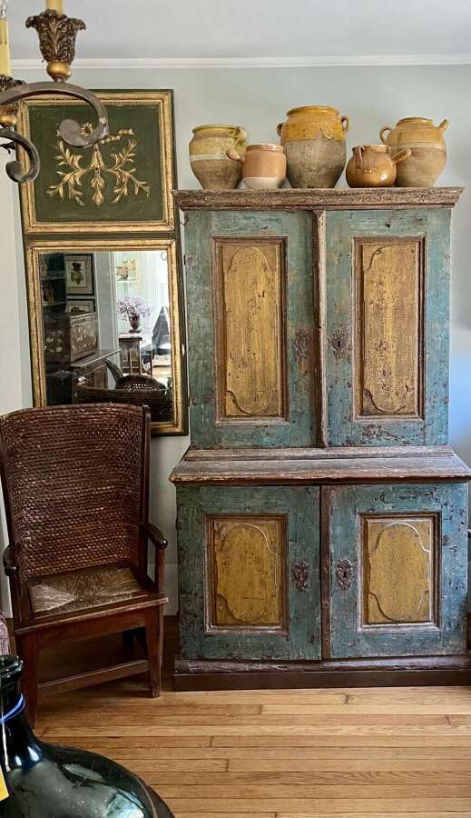 Rustic Swedish two door buffet in original paint circa 1830