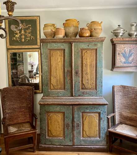 Rustic Swedish two door buffet in original paint circa 1830