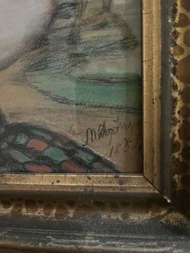 Antique 19th-Century Portrait of a Child in Tartan Dress, Signed & Dated 1873