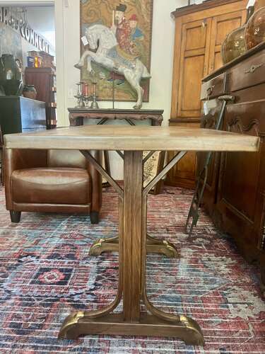 Antique French walnut table with zinc top, 19th Century