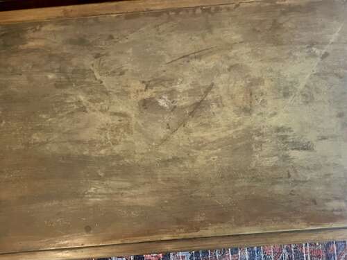 Antique French walnut table with zinc top, 19th Century