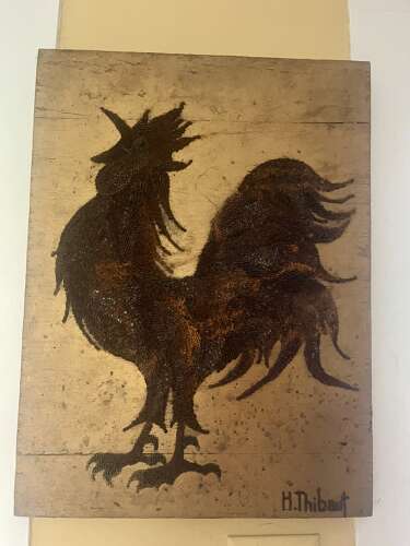 Rustic Nail Art Rooster Panel – Signed H. Thibault