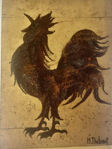 Rustic Nail Art Rooster Panel – Signed H. Thibault