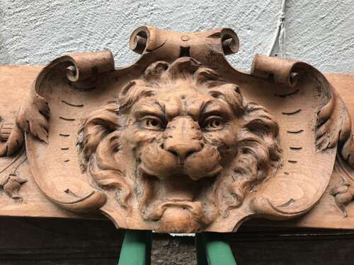 Italian carved lions head over door circa 1810