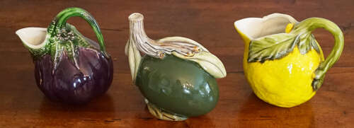Set of three Italian majolica fruit pitchers – c. 1950s