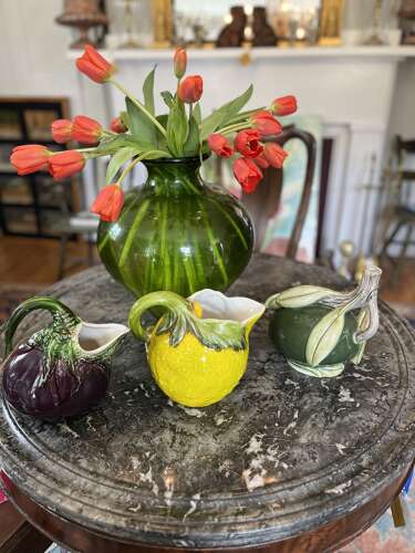 Set of three Italian majolica fruit pitchers – c. 1950s